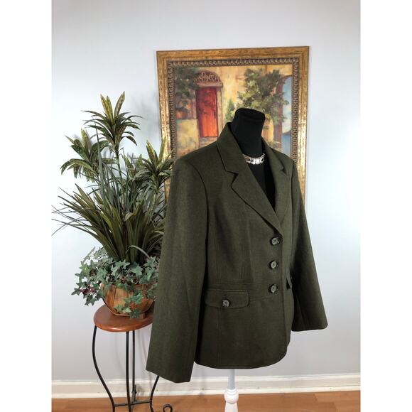 Jones Wear Suit Women Size 16 Gray Lapel Notch Collar Pocket Long Sleeve Preppy - Picture 2 of 10